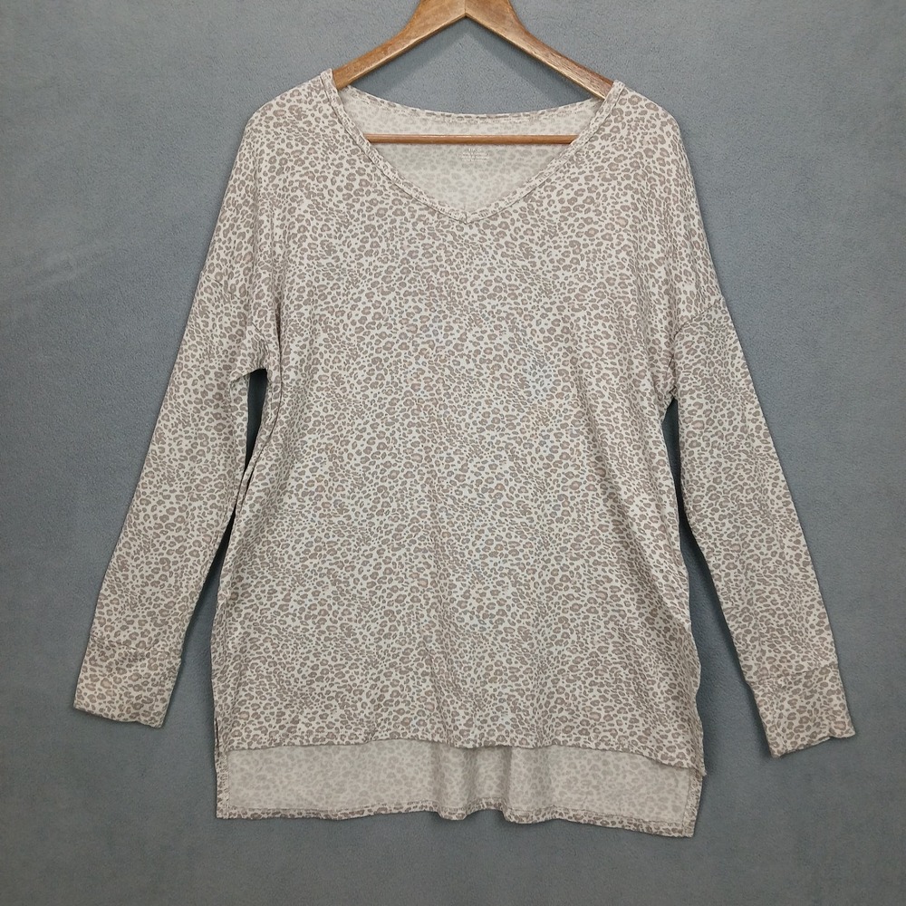 American Eagle Outfitters Shirt Womens Small Multi Leopard V Neck High Low